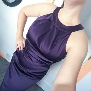 David's Bridal Deep Purple Satin Dress